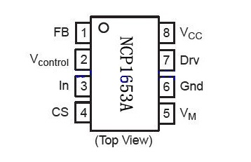 NCP1653A芯片的引脚图及功能、引脚电压、电路图的详解