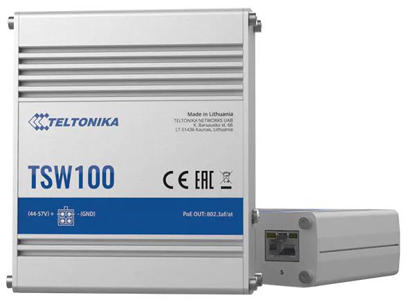 Teltonika TSW100 Industrial Unmanaged PoE+ Switch的介绍、特性、及应用