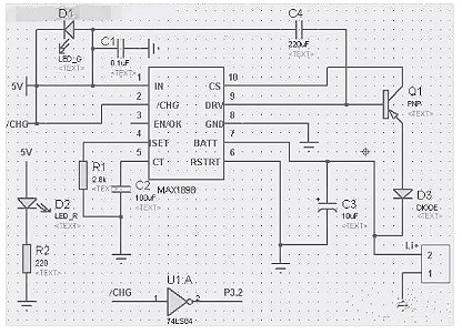 74ls04应用电路图：充电控制电路