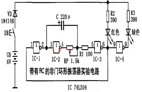 74ls04应用电路图：环形振荡器电路