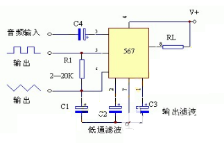 LM567应用电路（二）：LM567用作音调开关电路