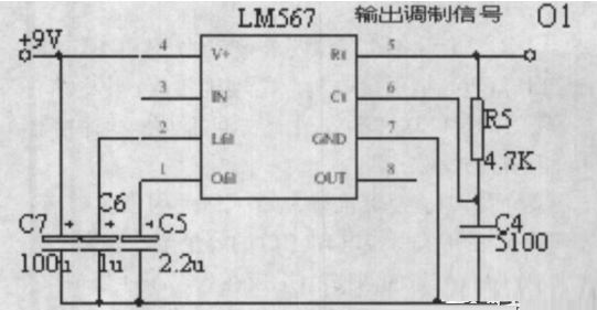 LM567应用电路（四）：利用LM567产生音频振荡信号作为调制信号