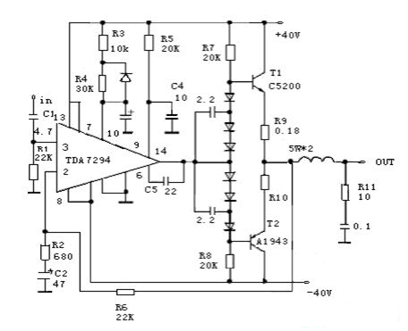 TDA7294标准应用电路原理图