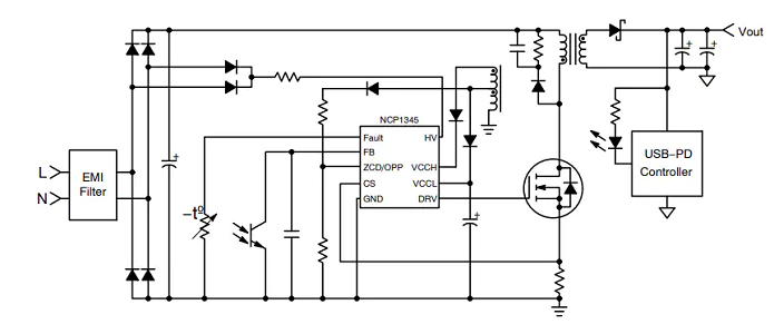 NCP1345 典型应用电路