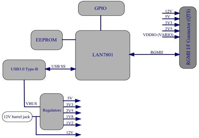 EVB-LAN7801-EDS 内部结构电路图