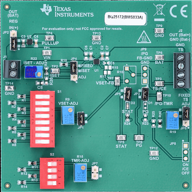 bq25172EVM 电路板布局结构