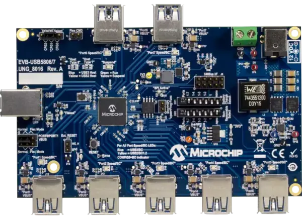 Microchip Technology EVB-USB580x SmartHub评估板的介绍、特性、及应用