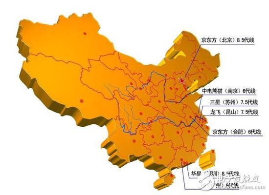 部分中国内地面板生产线分布图-电子元器件网上商城