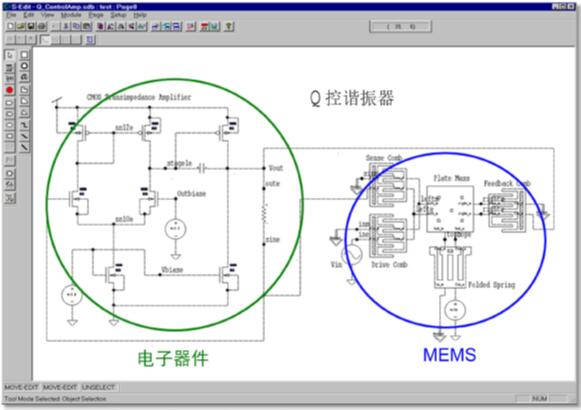 电子器件和MEMS位于同一电路图上