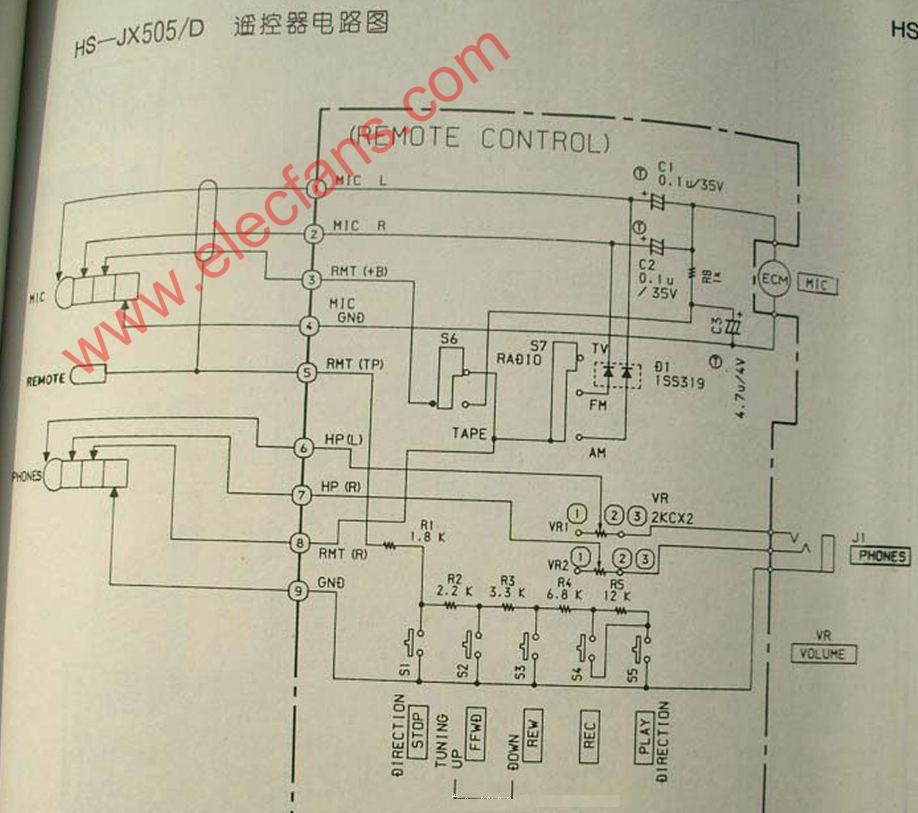 AIWA JX505线控电路图,原理图