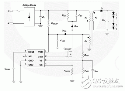 具有高功率因数的单级PSR反激式LED驱动器