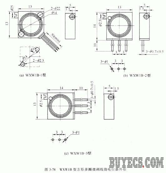 WXW1B型方形多圈微调绕线电位器外形