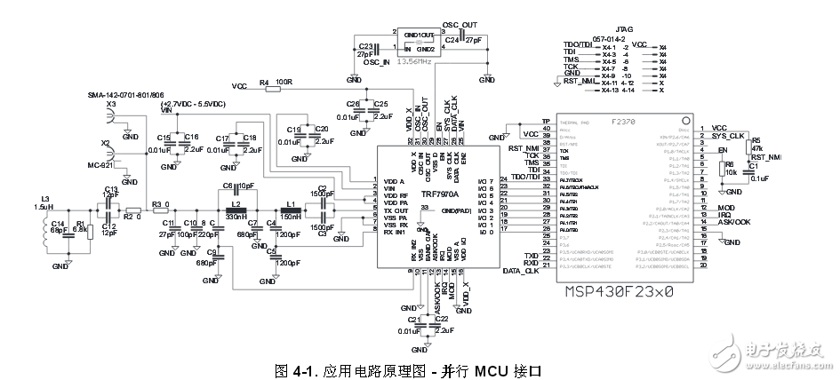 MCU接口的示例应用电路原理图