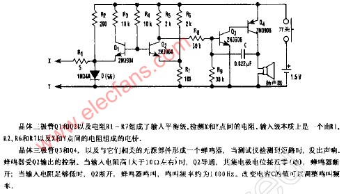 简单的短路检测器电路图