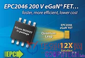 宜普电源转换公司(EPC)推出比等效MOSFET小型化12倍的200 V氮化镓功率电晶体