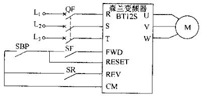 通用变频器用三线控制电动机电路图