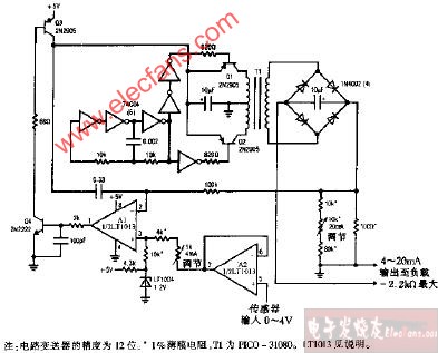 装有5V电源的4-20mA电流电路变送器电路图