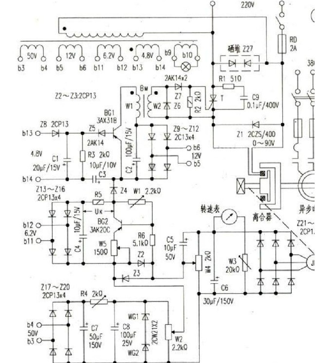 ZLK-1型电磁调速装置工作电路图