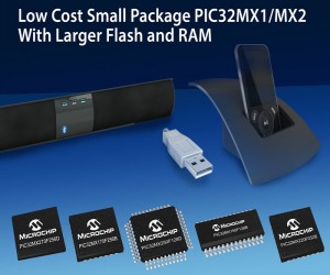 Microchip推出采用256/64KB闪存/RAM配置的全新PIC32MX1/2 单片机