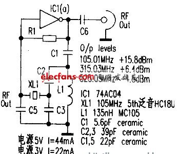 用逻辑门组成晶体振荡电路