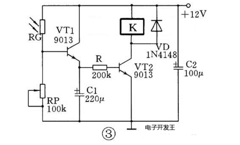 实用的光控延迟开关-电子元件