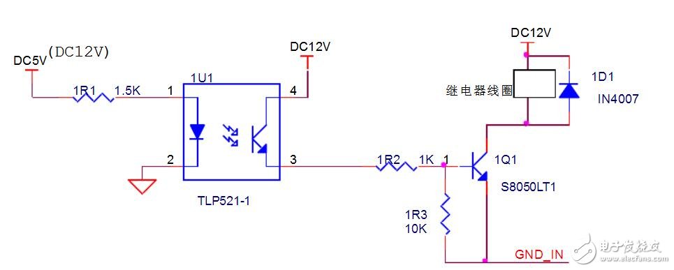 图一：光耦驱动继电器电路图（一）-电子元器件采购网