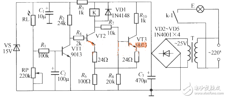 简单的路灯自控电路图（二）-电子元器件