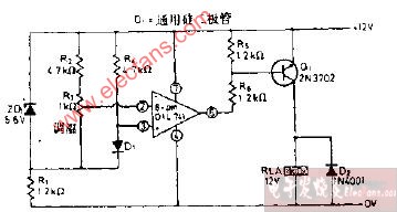 采用二极管继电器输出精密温度过高报警电路图