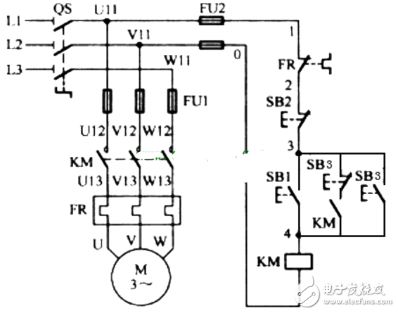 用按钮实现点动和长动的控制线路-电子元器件