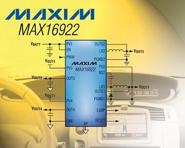 Maxim推出高压、四通道电源管理芯片MAX16922（电子工程专辑）
