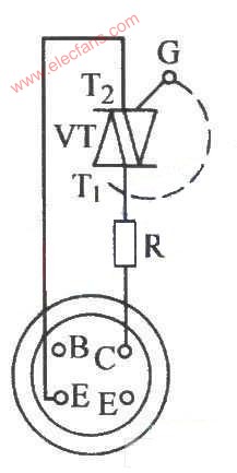 数字万用表检测双向晶闸管的电路