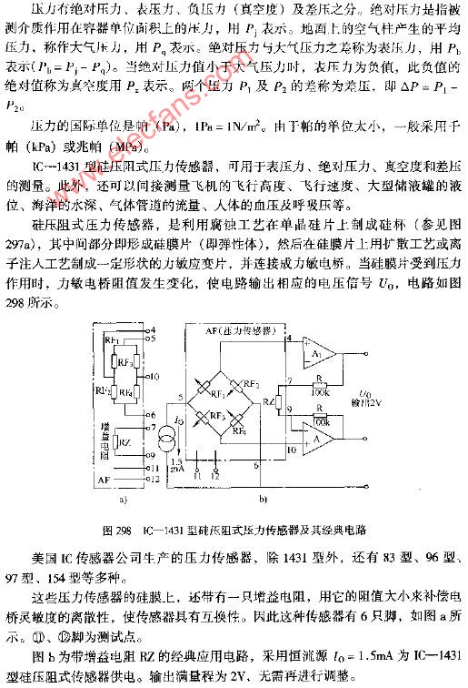 IC-1431型硅压阻式压力传感器及其经典电路图