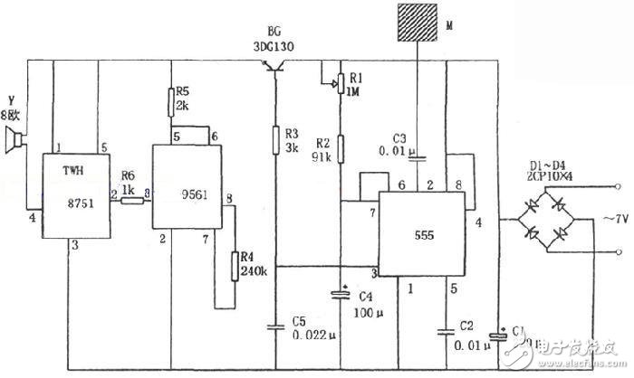 触摸式防盗报警器电路