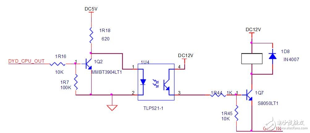图二：光耦驱动继电器电路图（一）-电子元器件采购网