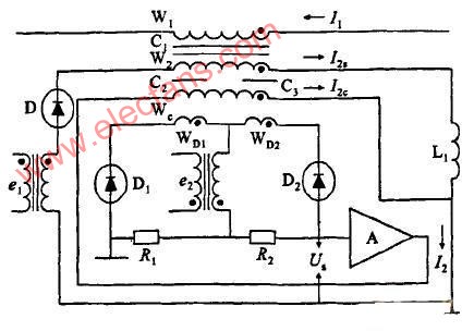 磁势自平衡回馈补偿式直流传感器原理图