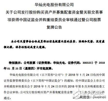 华灿光电股份有限公司股票复牌公告-IC交易网