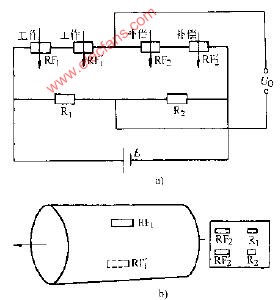 双片工作半桥式力敏电桥4电路图