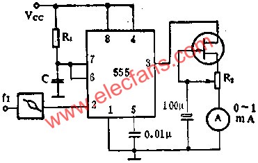 时基集成电路组成指针频率计电路图 www.elecfans.com