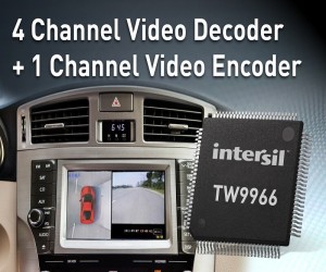 Intersil推出首款面向车用360度环景影像的单芯片多通道视频解码器TW9966