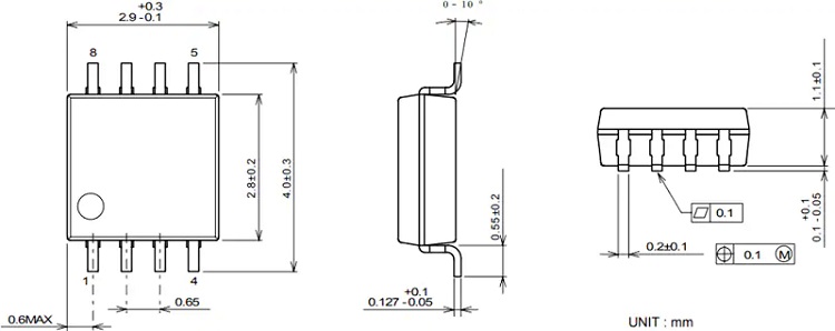 NJU7066双通道CMOS运算放大器封装尺寸