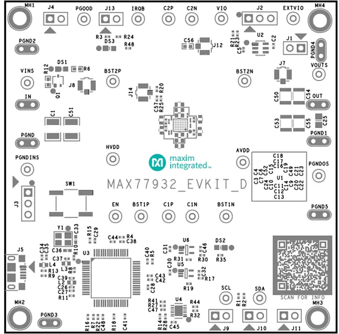 MAX77932EVKIT电路板接口功能图