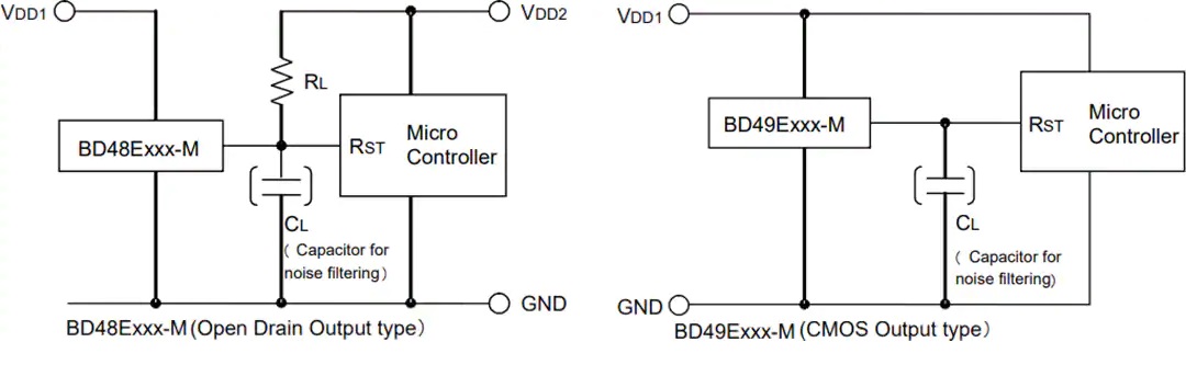 BD48和BD49汽车电压检测器IC典型应用电路图