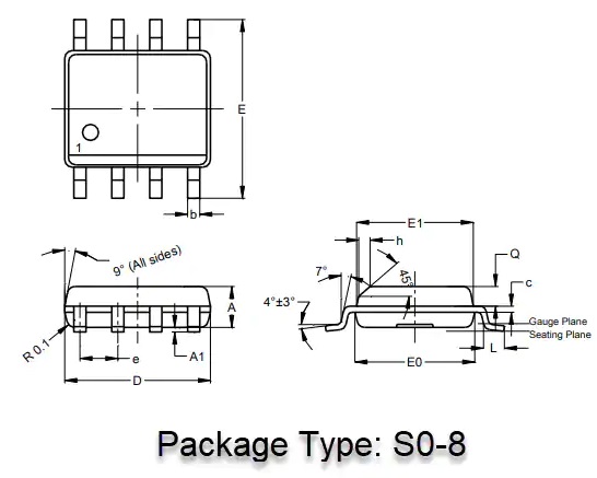 AS2333S-13双CMOS运算放大器封装尺寸S0-8