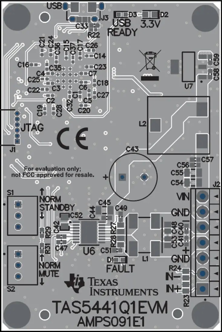 TAS5441Q1EVM放大器评估模块（EVM）电路板布局