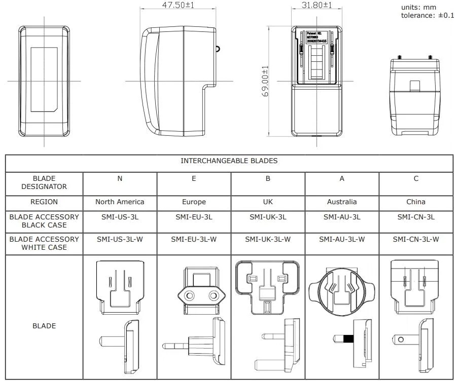 SMI12系列12W AC-DC电源机械制图