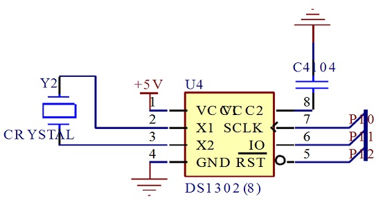 基于DS1302的数码管显示数字时钟电路图