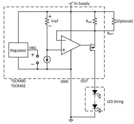 TSCR40x线性LED驱动器典型应用电路