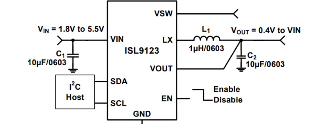ISL9123超低IQ带旁路降压稳压器电路图