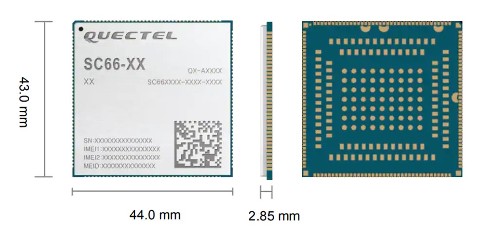Quectel智能物联网模块SC66包装尺寸
