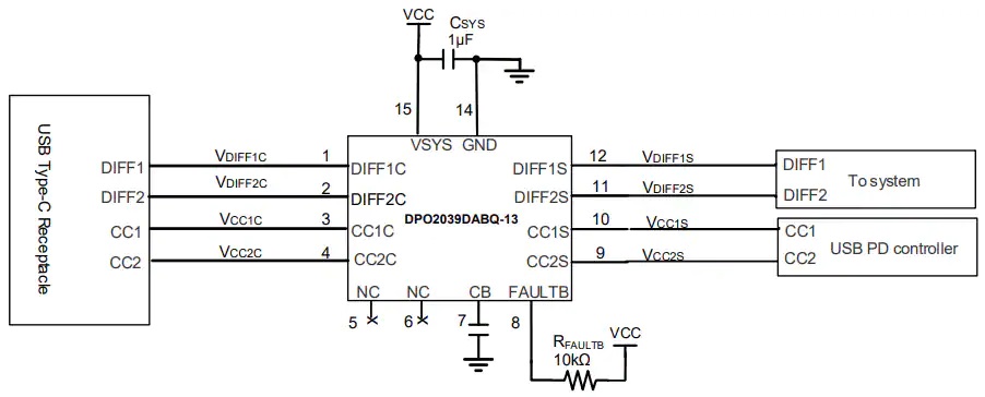 DPO2039DABQ数据线OVP开关典型应用电路图